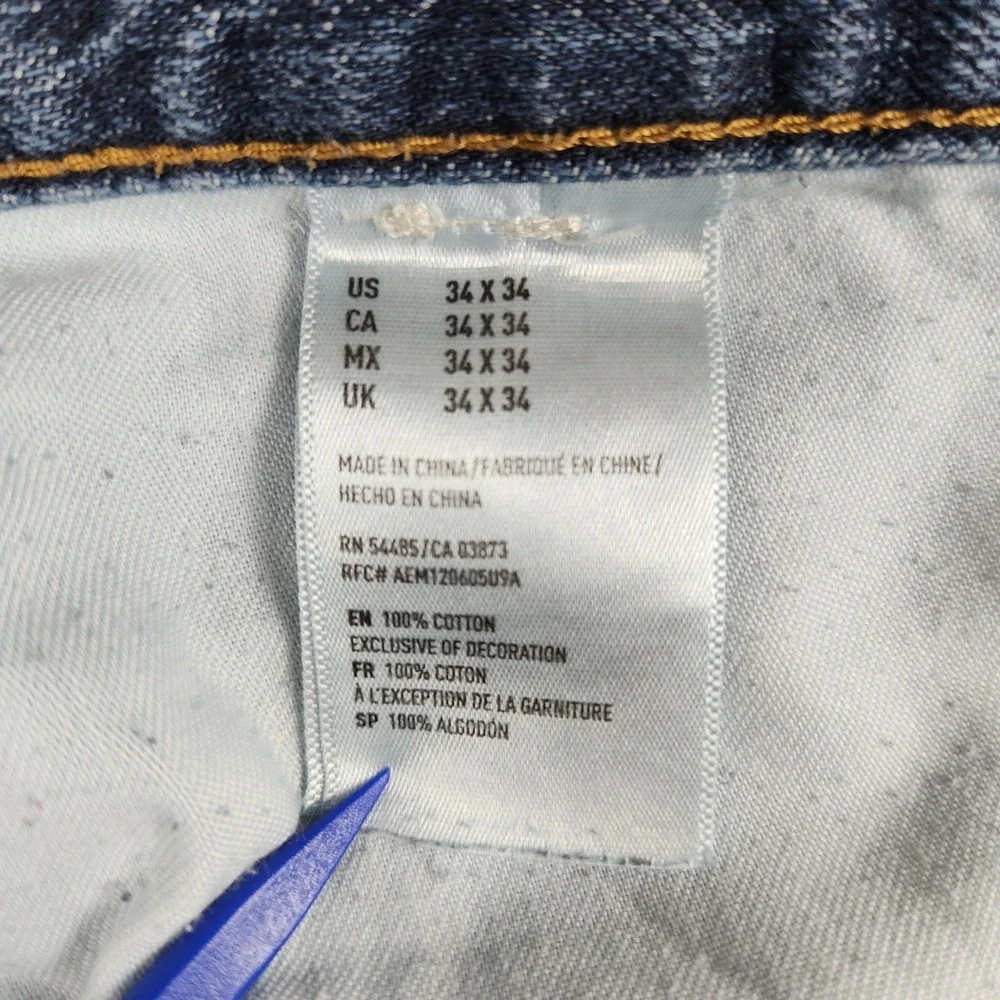 American Eagle Original Boot Jeans Mens 34x34 Blue Denim Medium Wash Distressed